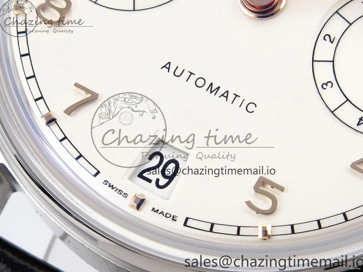 MIROTIME 0308 OnTrend Portugieser Automatic 42mm SS APSF 1:1 Best Edition White RG Dial on Black Leather Strap A 7010